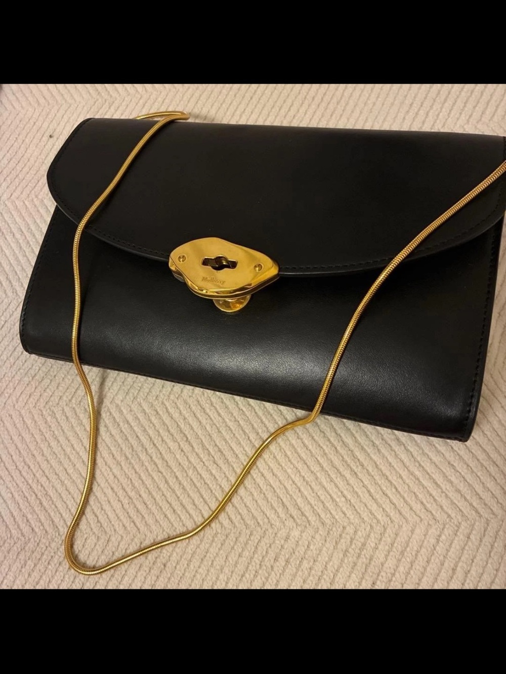 Mulberry Black Leather Shoulder Bag with Gold Hardware
